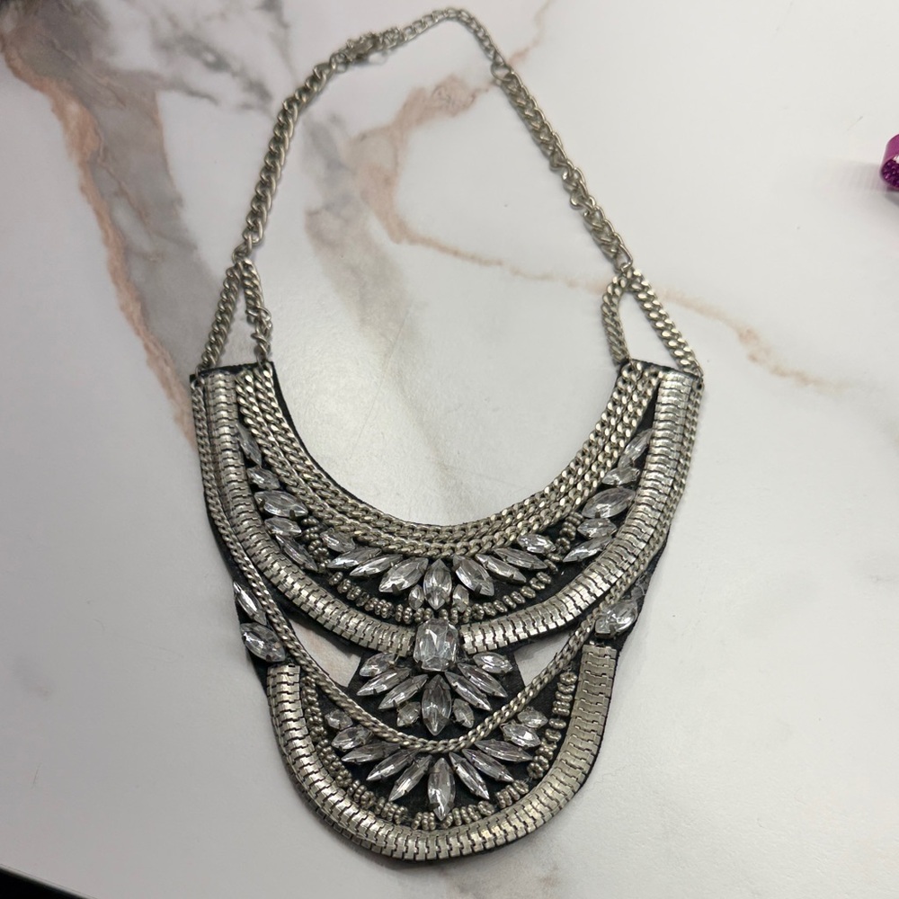 H&M Silver and Black Layered Necklace